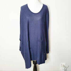 Luukaa Organic Cotton Blue Long Sleeve Pocket Dress S